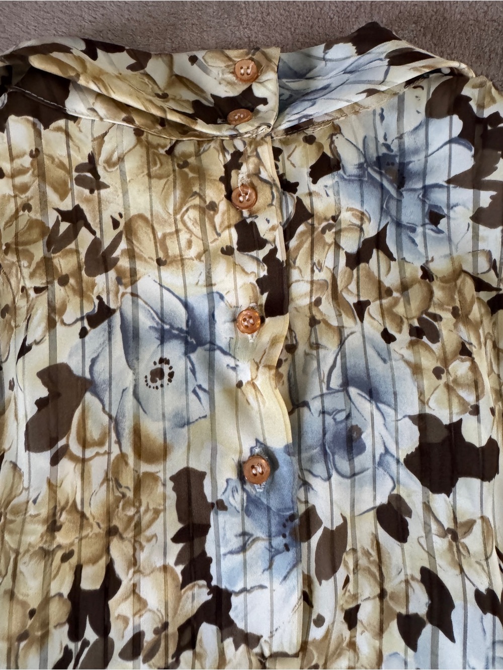 Vintage Nicola 12 Floral Pleated Blouse Shoulder Pads Romantic Cottagecore - Picture 8 of 8